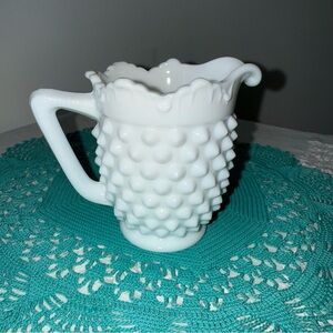 Vintage Fenton Hobnail White Milk Glass Creamer 4 inches‎